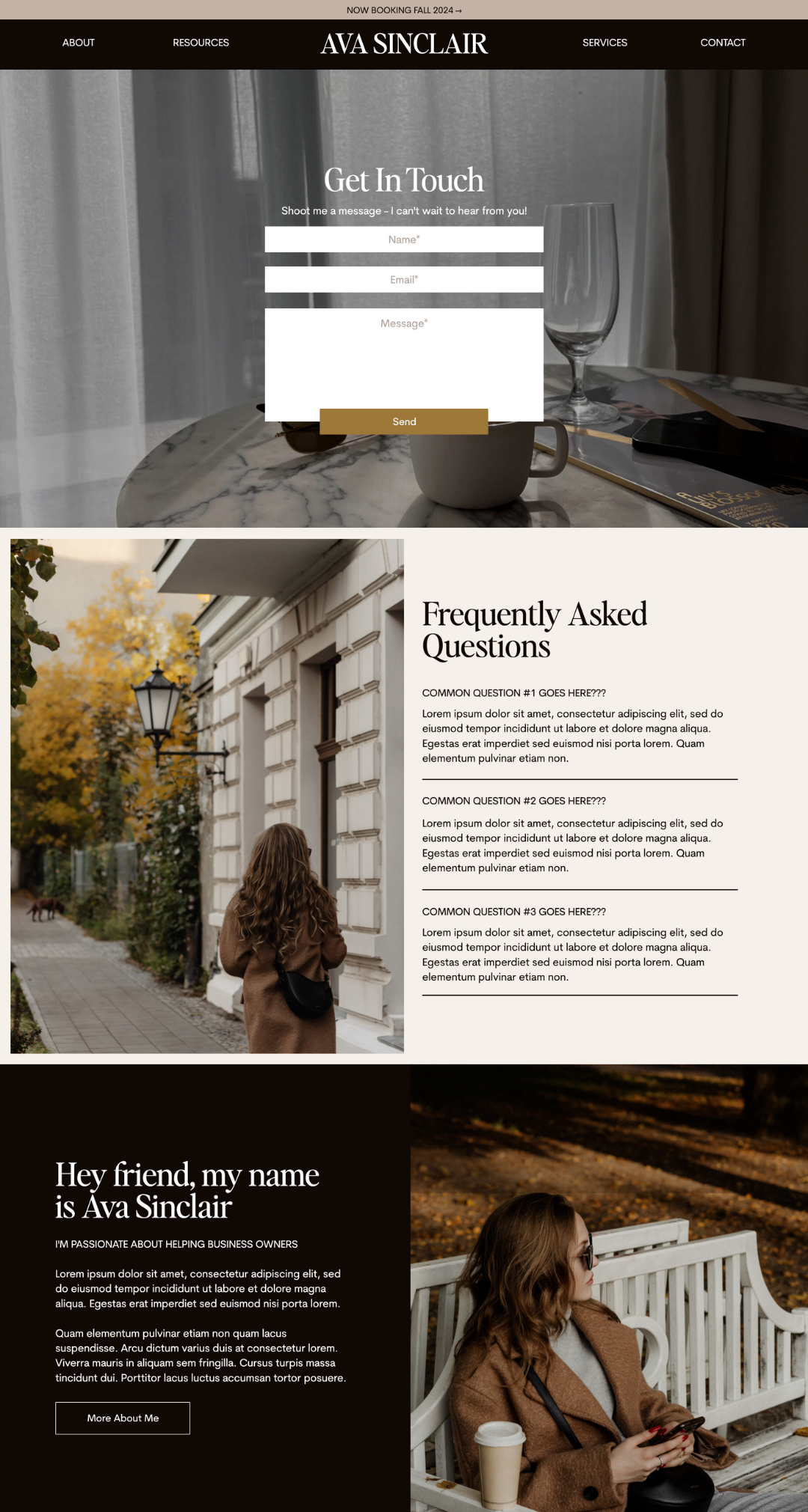 Coaching Website Template - Contact Page